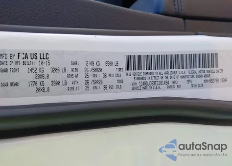2015 Dodge Durango Limited from USA, damaged, VIN 1C4RDJDG9FC161494